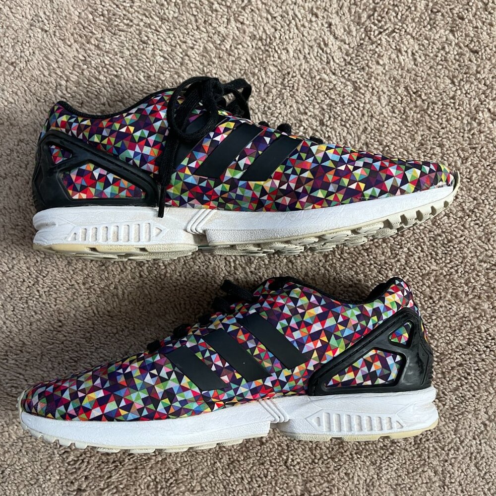 Adidas ZX Flux Sneakers Men 9 MultiColor Prism Athletic Colorful Quilt Geometric - Picture 3 of 13